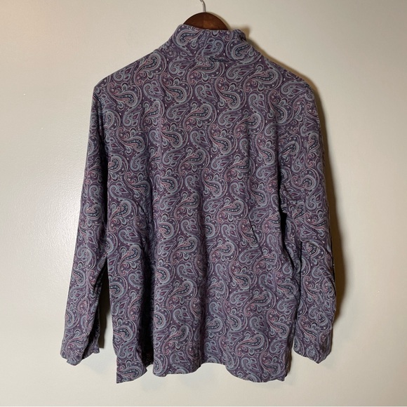 Lands End Turtleneck Women's 1X (16W-18W) Blue Purple Paisley Thermal Vintage - Picture 4 of 9